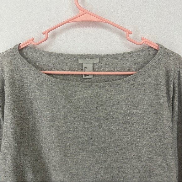 H&M Sweater Round Neck Long Dolman Sleeve Knit Woman’s L Gray - Picture 2 of 10